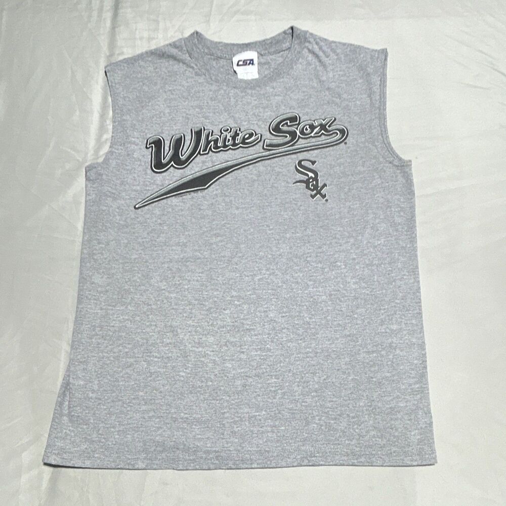 Vintage Chicago White Sox Mens Medium Sleeveless Muscle Tank Top Shirt CSA Gray